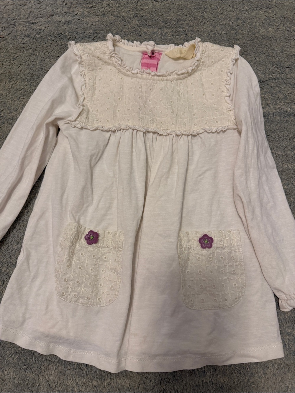 Matilda Jane Cream Long-Sleeve Tunic with Purple Flower Buttons